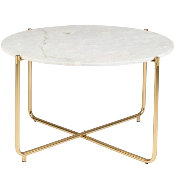 White Label Bílý mramorový konferenční stolek WLL TIMPA 70 cm  - Výška45 cm- Průměr 70 cm