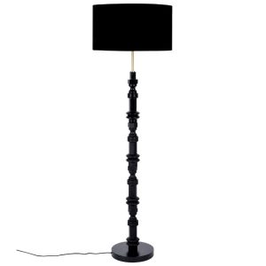 Černá látková stojací lampa ZUIVER TOTEM 148 cm  - Výška148 cm- Průměr 46 cm