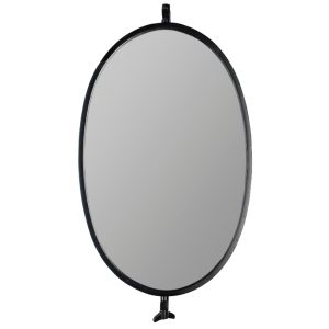 White Label Černé kovové nástěnné zrcadlo WLL LARA  - Výška48 cm- Šířka 30