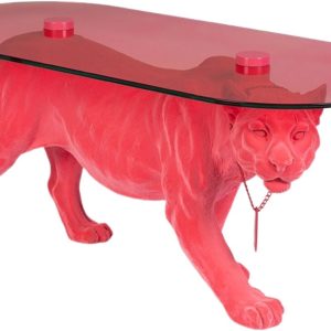Růžový skleněný konferenční stolek Bold Monkey Dope As Hell 90 x 40 cm  - Výška42 cm- Hloubka 40 cm