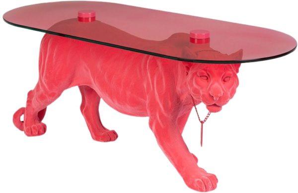 Růžový skleněný konferenční stolek Bold Monkey Dope As Hell 90 x 40 cm  - Výška42 cm- Hloubka 40 cm