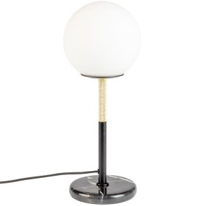 Opálově bílá skleněná stolní lampa ZUIVER ORION s mramorovým podstavcem  - Výška45 cm- Průměr 18 cm