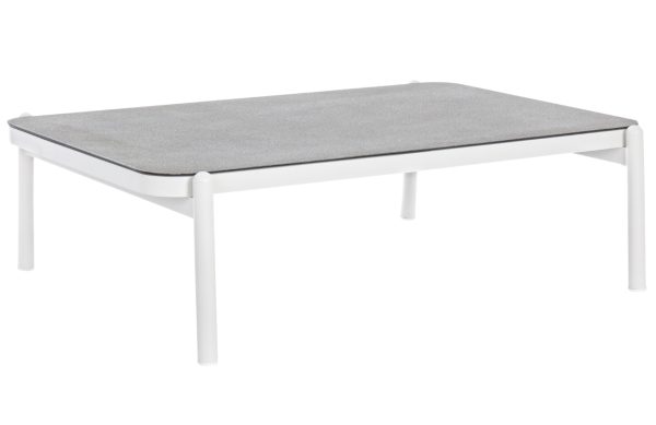 Bílý skleněný zahradní konferenční stolek Bizzotto Florenia 120 x 75 cm  - Výška36 cm- Šířka 120 cm