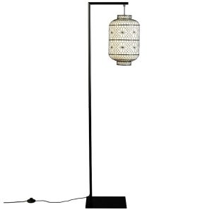 Černobílá vzorovaná stojací lampa DUTCHBONE MING 157 cm  - Výška157 cm- Šířka 32 cm