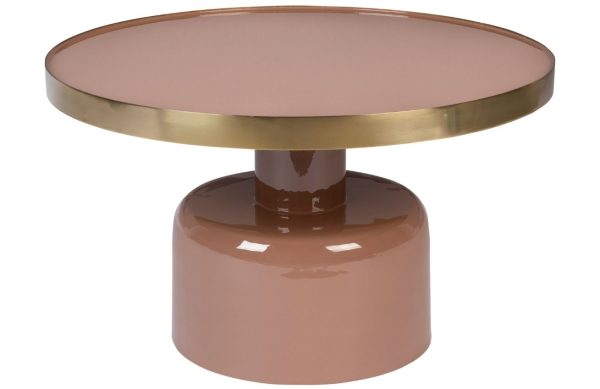 Růžový kovový konferenční stolek ZUIVER GLAM 60 cm  - Průměr60 cm- Výška 35 cm
