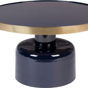 Modrý kovový konferenční stolek ZUIVER GLAM 60 cm  - Průměr60 cm- Výška 35 cm