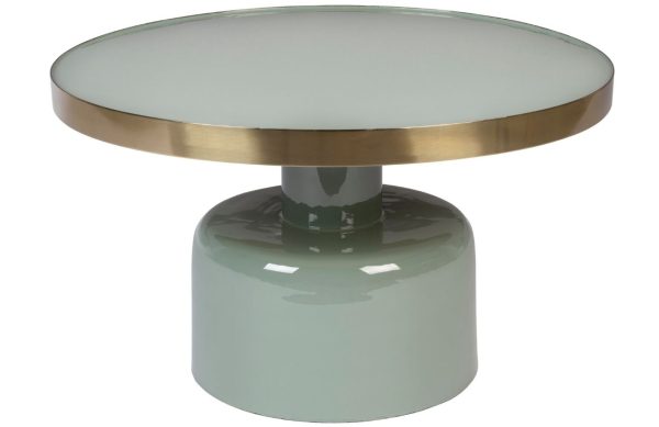 Zelený kovový konferenční stolek ZUIVER GLAM 60 cm  - Průměr60 cm- Výška 35 cm