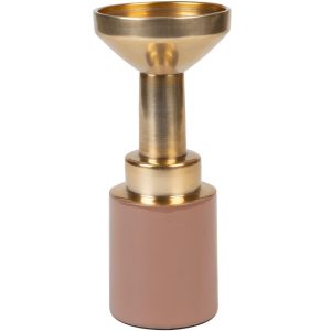 Růžovo zlatý kovový svícen ZUIVER GLAM M  - Výška20 cm- Průměr 9 cm