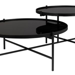 White Label Černý skleněný konferenční stolek WLL LI 122 x 82 cm  - Šířka122 cm- Hloubka 82 cm