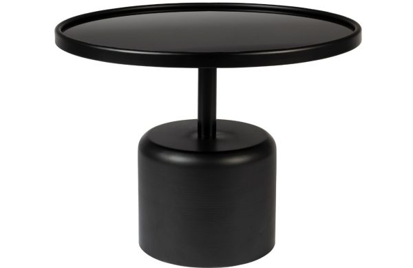White Label Černý skleněný konferenční stolek WLL MILO 60 cm  - Průměr60 cm- Výška 45 cm