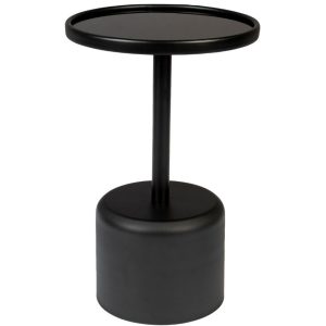 White Label Černý skleněný odkládací stolek WLL MILO 40 cm  - Průměr40 cm- Výška 63 cm