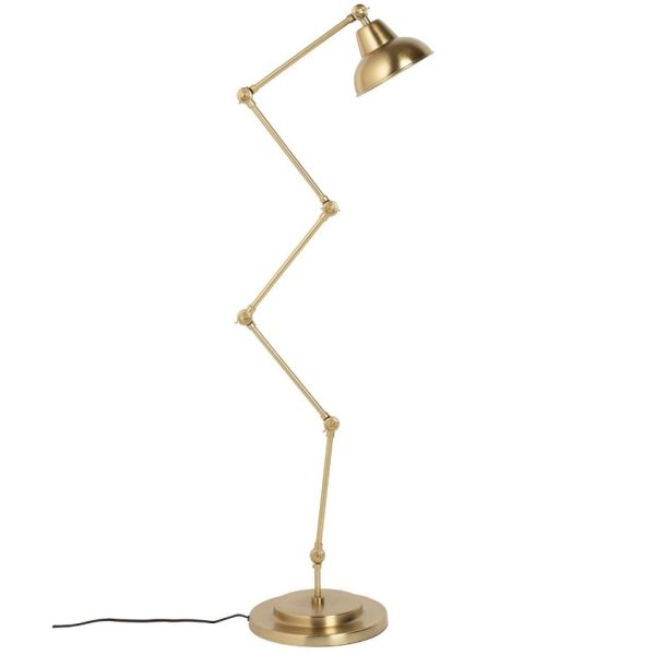 White Label Zlatá kovová stojací lampa WLL Xavi 154 cm  - Šířka28 cm- Výška 154 cm