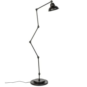 White Label Černá kovová stojací lampa WLL Xavi 154 cm  - Šířka28 cm- Výška 154 cm