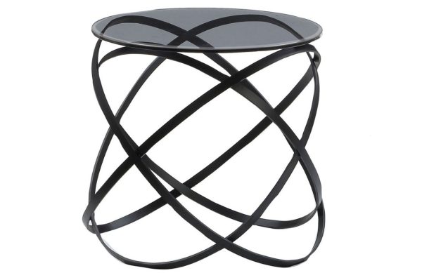 Černý kulatý kovový odkládací stolek Miotto Paola 49 cm  - Výška50 cm- Průměr 49 cm