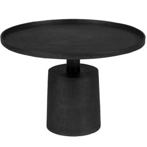 White Label Černý kovový kulatý konferenční stolek WLL MASON 60 cm  - Výška40 cm- Průměr 60 cm