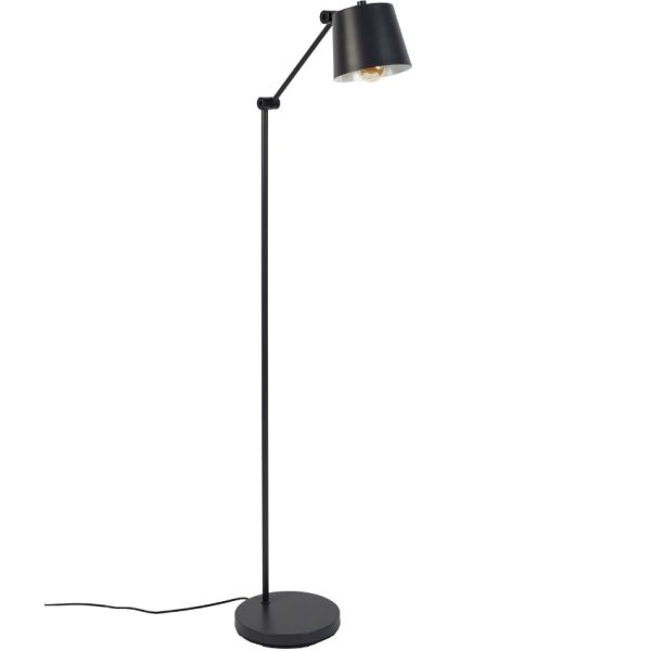 White Label Černá kovová stojací lampa WLL HAJO 124 cm  - Výška124 cm- Šířka 55cm