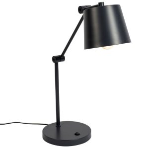 White Label Černá kovová stolní lampa WLL HAJO  - Výška60 cm- Hloubka 20 cm