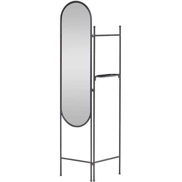 Černé kovové stojací zrcadlo Kave Home Vaniria 82 x 183 cm  - Výška183 cm- Šířka 82 cm