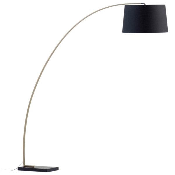 Černozlatá kovová stojací lampa s mramorem Kave Home Juhe  - Výška210 cm- Šířka 150 cm