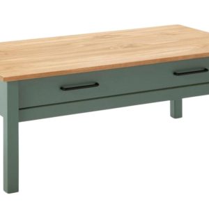 Olivově zelený borovicový konferenční stolek Marckeric Miranda 100 x 55 cm  - Šířka100 cm- Hloubka 55 cm