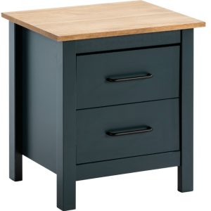 Modro šedý borovicový noční stolek Marckeric Miranda 46 x 35 cm  - Šířka46 cm- Hloubka 35 cm
