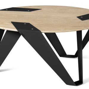 Dubový konferenční stolek Tabanda Mobiush 75 cm s černou podnoží  - Průměr75 cm- Výška podnože 33 cm