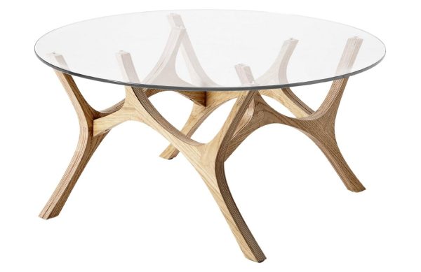 Dubový konferenční stolek Tabanda Moose 59 cm  - Výška34 cm- Průměr 59 cm