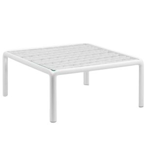 Nardi Bílý plastový zahradní konferenční stolek Komodo Tavolino Vetro 70 x 70 cm  - Výška32