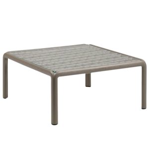 Nardi Šedo hnědý plastový zahradní konferenční stolek Komodo Tavolino Vetro 70 x 70 cm  - Výška32