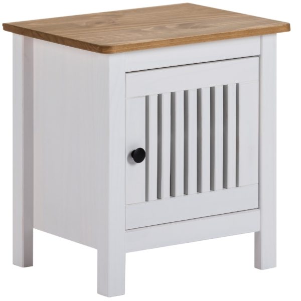 Bílý borovicový noční stolek Marckeric Bruna 46 x 35 cm  - Šířka46 cm- Hloubka 35 cm