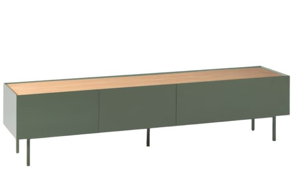 Světle zelený dubový TV stolek Teulat Arista 180 x 40 cm  - Šířka180 cm- Hloubka 40 cm