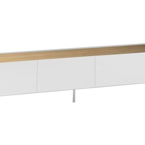 Bílý dubový TV stolek Teulat Arista 180 x 40 cm  - Šířka180 cm- Hloubka 40 cm