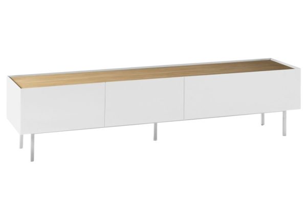 Bílý dubový TV stolek Teulat Arista 180 x 40 cm  - Šířka180 cm- Hloubka 40 cm