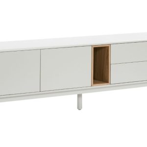 Krémově bílý lakovaný TV stolek Teulat Corvo 180 x 40 cm  - Šířka180 cm- Hloubka 40 cm