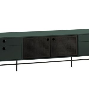 Tmavě zelený lakovaný TV stolek Teulat Punto 180 x 40 cm  - Šířka180 cm- Hloubka 40 cm