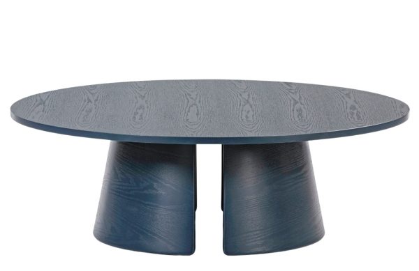 Modrý jasanový kulatý konferenční stolek Teulat Cep 110 cm  - Výška36.5 cm- Průměr 110 cm