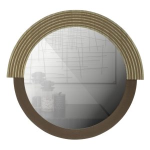 Hoorns Dřevěné kulaté nástěnné zrcadlo Zebina 57 cm  - Výška57 cm- Šířka 60 cm