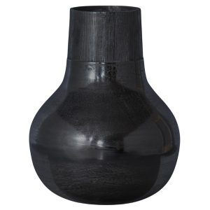 Hoorns Černá kovová váza Kymani XL  - Průměr36 cm- Výška 46 cm