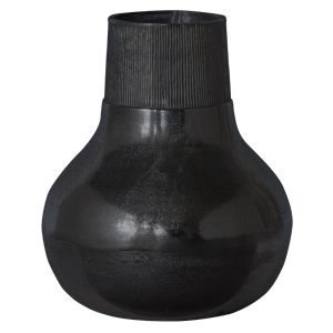 Hoorns Černá kovová váza Kymani L  - Průměr30 cm- Výška 36 cm