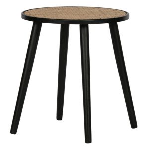 Hoorns Černý dřevěný odkládací stolek Flurry 44 cm  - Výška44 cm- Průměr 39 cm