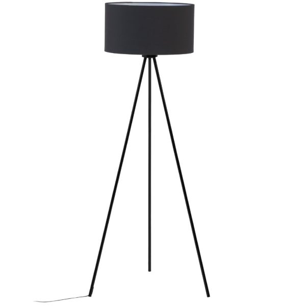 Černá látková stojací lampa Kave Home Ikia 157 cm  - Výška157 cm- Průměr 65 cm