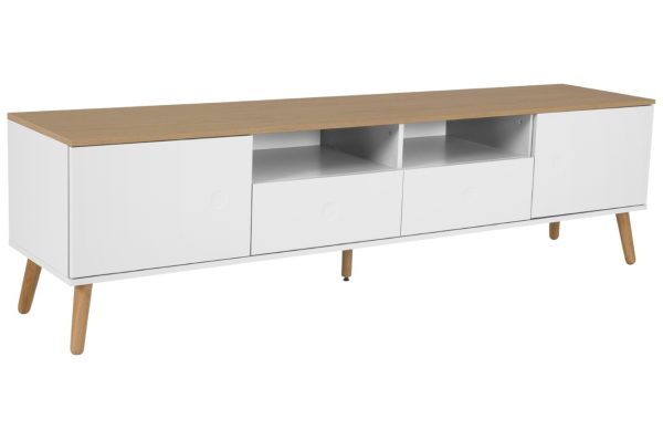 Matně bílý lakovaný TV stolek Tenzo Dot 192 x 43 cm  - Výška60 cm- Šířka 192 cm