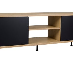 Matně černý dubový TV stolek Tenzo Flow 164 x 44 cm  - Výška60 cm- Šířka 164 cm
