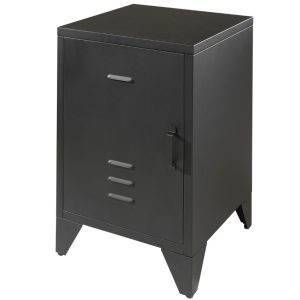 Černý kovový noční stolek Vipack Bronxx 40 x 40 cm  - Výška60 cm- Šířka 40 cm