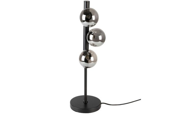 White Label Kouřově černá skleněná stolní lampa WLL MONICA 61 cm  - Výška61 cm- Průměr 15 cm