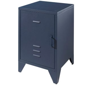 Modrý kovový noční stolek Vipack Bronxx 40 x 40 cm  - Výška60 cm- Šířka 40 cm