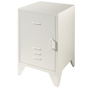 Bílý kovový noční stolek Vipack Bronxx 40 x 40 cm  - Výška60 cm- Šířka 40 cm
