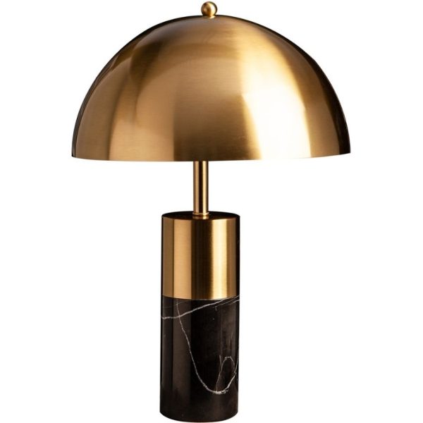 Moebel Living Zlato černá kovová stolní lampa Adore s mramorovou podstavou  - Šířka35 cm- Výška 52 cm