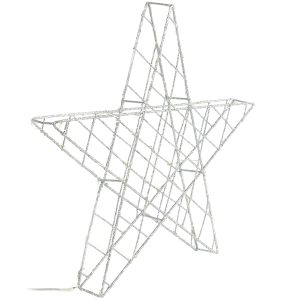 Stříbrná vánoční LED dekorace ve tvaru hvězdy Kave Home Orazia  - Výška4 cm- Průměr 40 cm