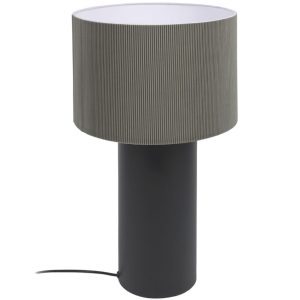 Šedá lněná stolní lampa Kave Home Domicina  - Výška50 cm- Průměr 30 cm